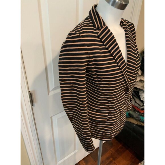J. Crew Navy Blue and Tan Striped Blazer, Size Small - Picture 5 of 8